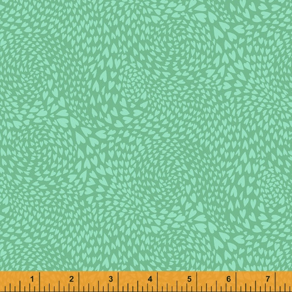 Eden - Swirl of Hearts in Green - Sally Kelly - 52813-13 - Half Yard