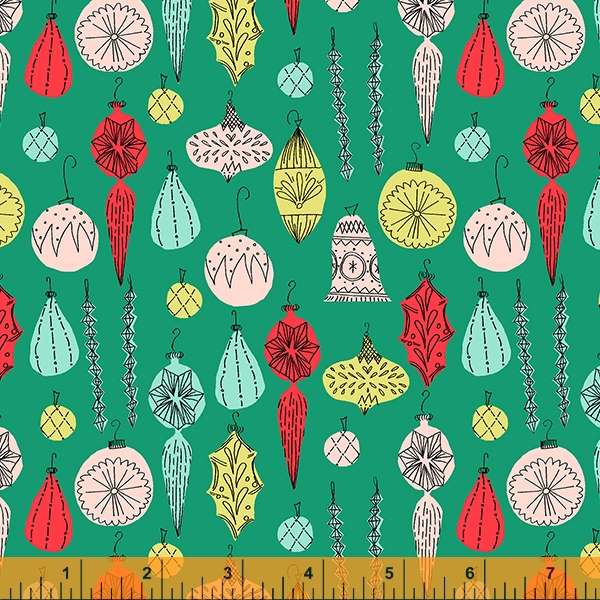 Christmas Charms - Baubles in Green - 53090-2 - Half Yard