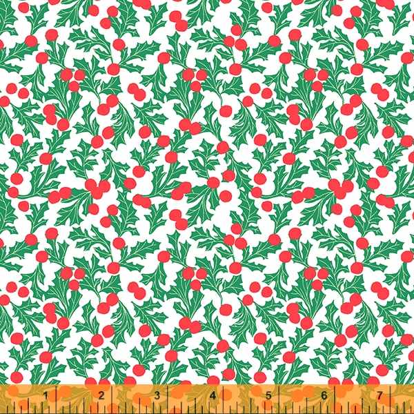 Christmas Charms - Holly Dot in White - 53091-3 - Half Yard