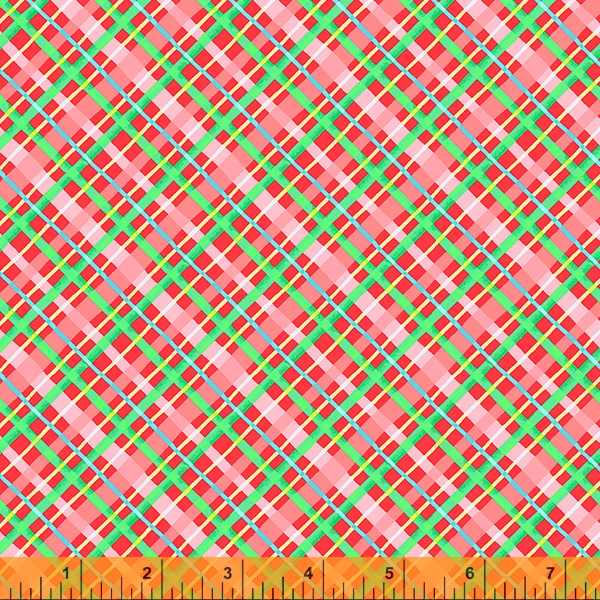 Cotton quilting fabric pattern called 'All Wrapped Up in Red'. Part of the 'Christmas Charms' fabric collection. Designed by Dylan Mierzwinski for fabric company Windham Fabrics. SKU: 53092-8. 44-45 inch width.