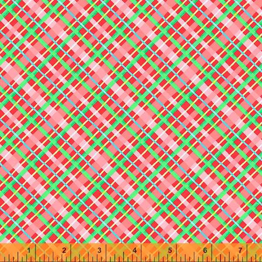 Cotton quilting fabric pattern called 'All Wrapped Up in Red'. Part of the 'Christmas Charms' fabric collection. Designed by Dylan Mierzwinski for fabric company Windham Fabrics. SKU: 53092-8. 44-45 inch width.
