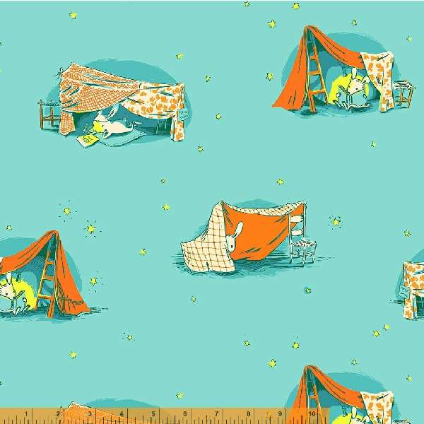 Lucky Rabbit - Quilt Tent in Turquoise - 53242-2 - Half Yard