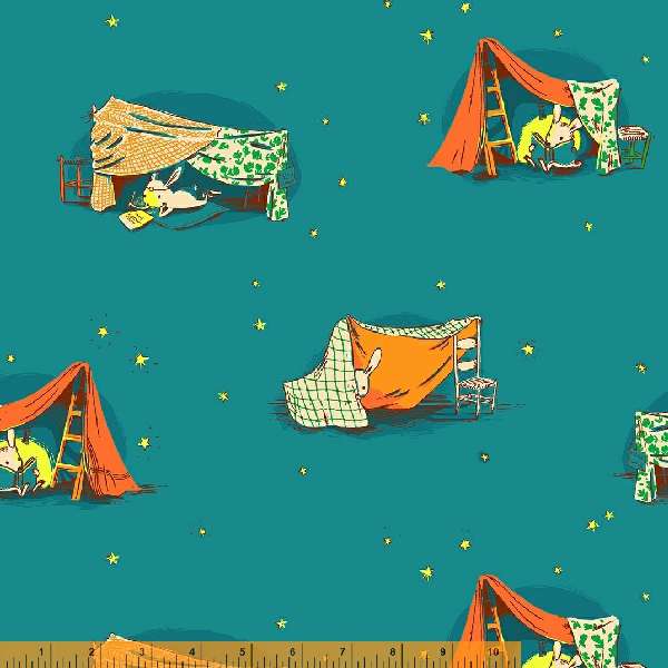 Lucky Rabbit - Quilt Tent in Aqua - 53242-5 - Half Yard