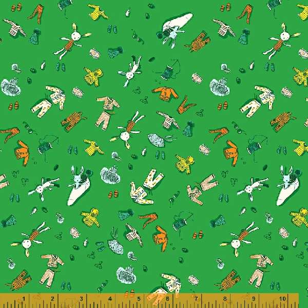 Lucky Rabbit - Doll Clothes in Green - 53243-6 - Half Yard