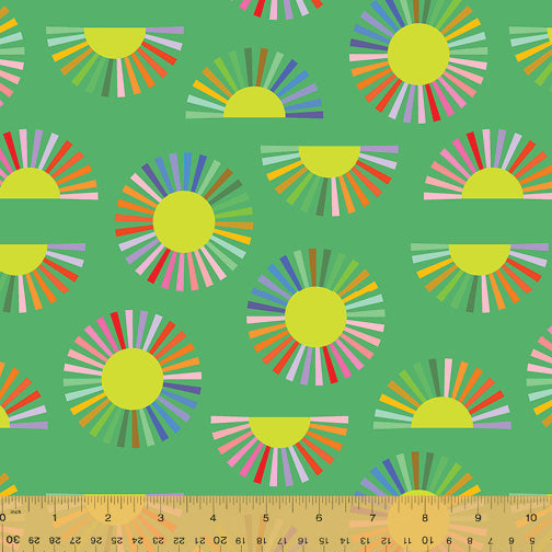 Color Wheel - Mod Daisy in Green - 53262D-4 - Half Yard
