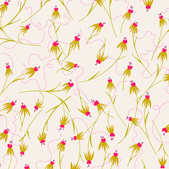 Wildflowers - Coneflowers in Linen - A-671-L - Half Yard