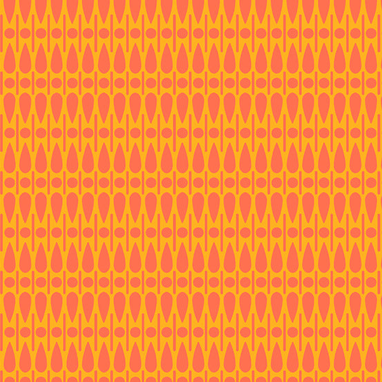 Wildflowers - Geometric in Mango - A-672-Y - Half Yard
