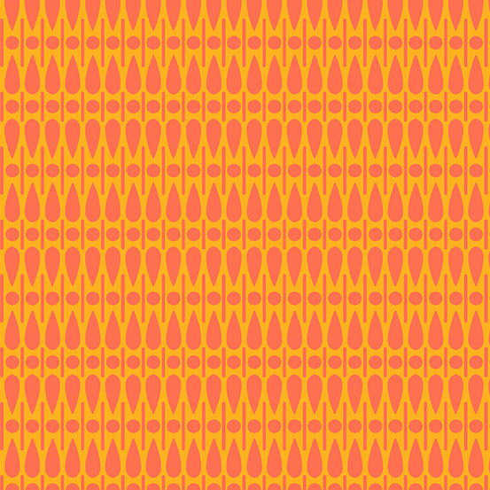 Wildflowers - Geometric in Mango - A-672-Y - Half Yard