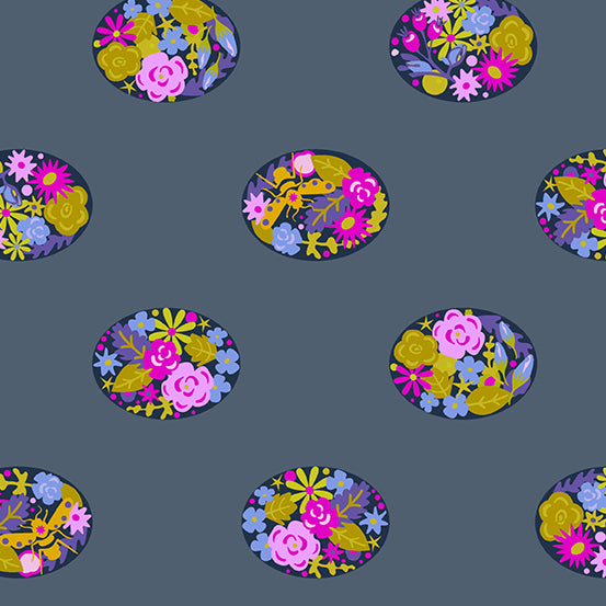 Ellipse - Floral Dot in Sapphire - A-9884-C - Half Yard