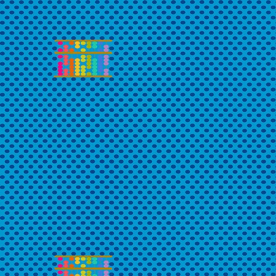 Cotton quilting fabric pattern called 'Abacus Dot in Lapis'. Part of the 'Ellipse' fabric collection. Designed by Alison Glass for fabric company Andover Fabrics. SKU: A-9886-B. 44-45 inch width.