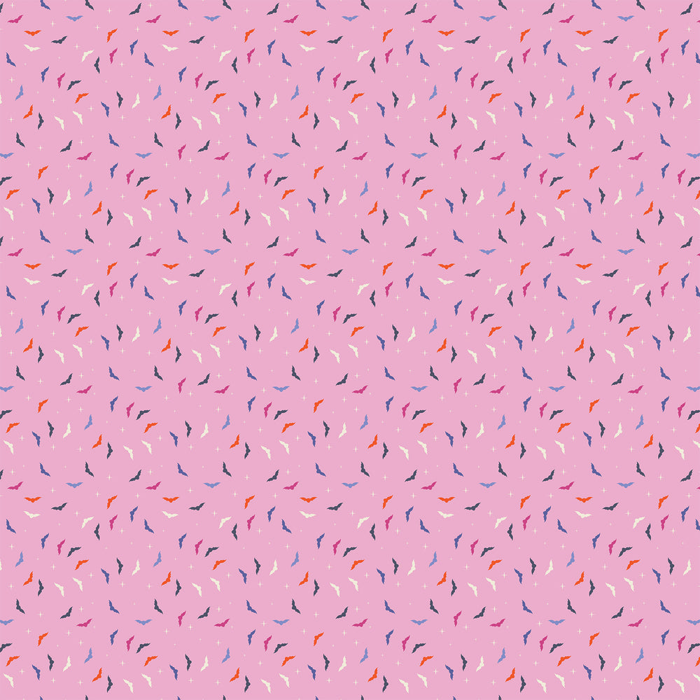 GhostTown - Ditsy Bats in Pink - Figo Fabrics - 90518-21 - Half Yard