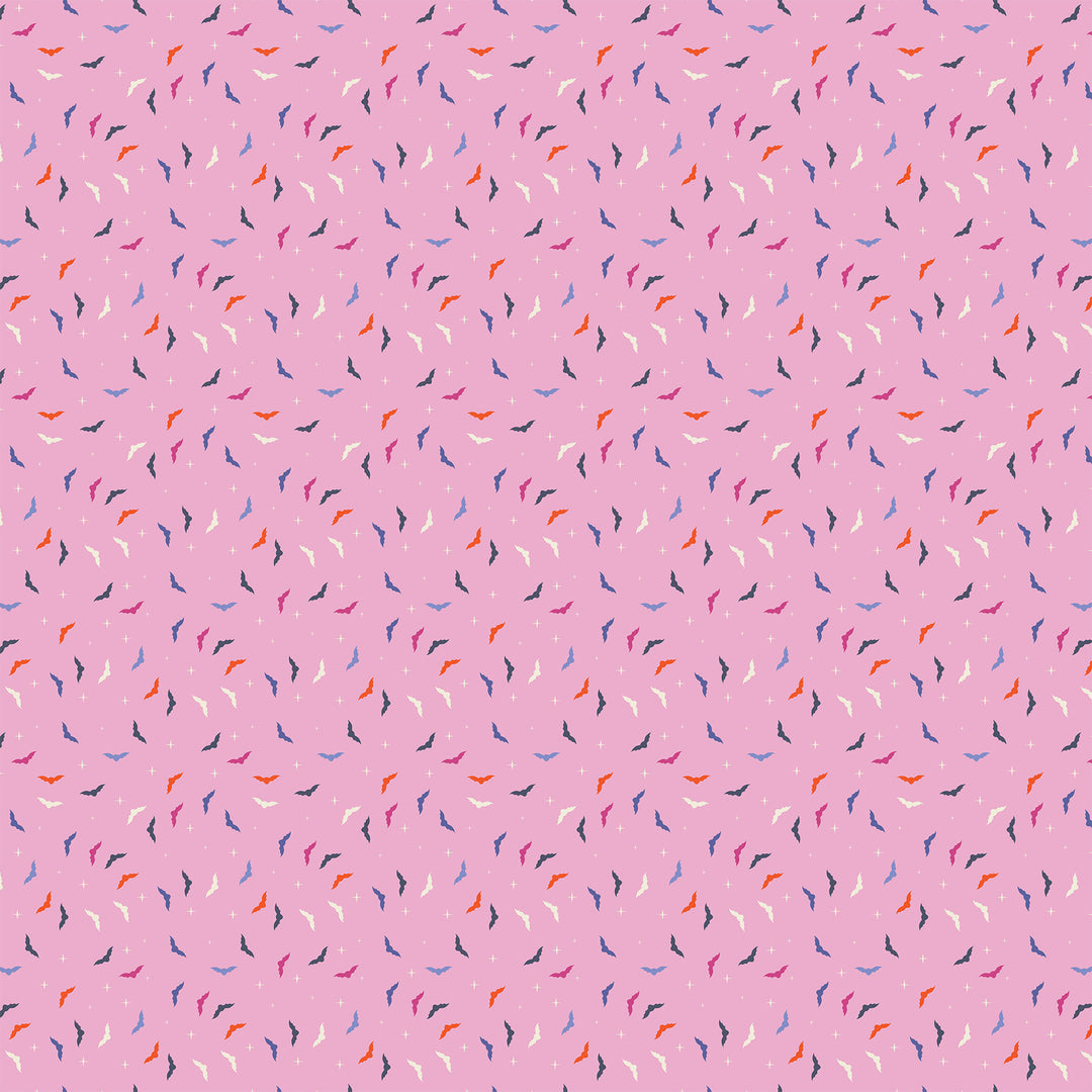 GhostTown - Ditsy Bats in Pink - Figo Fabrics - 90518-21 - Half Yard