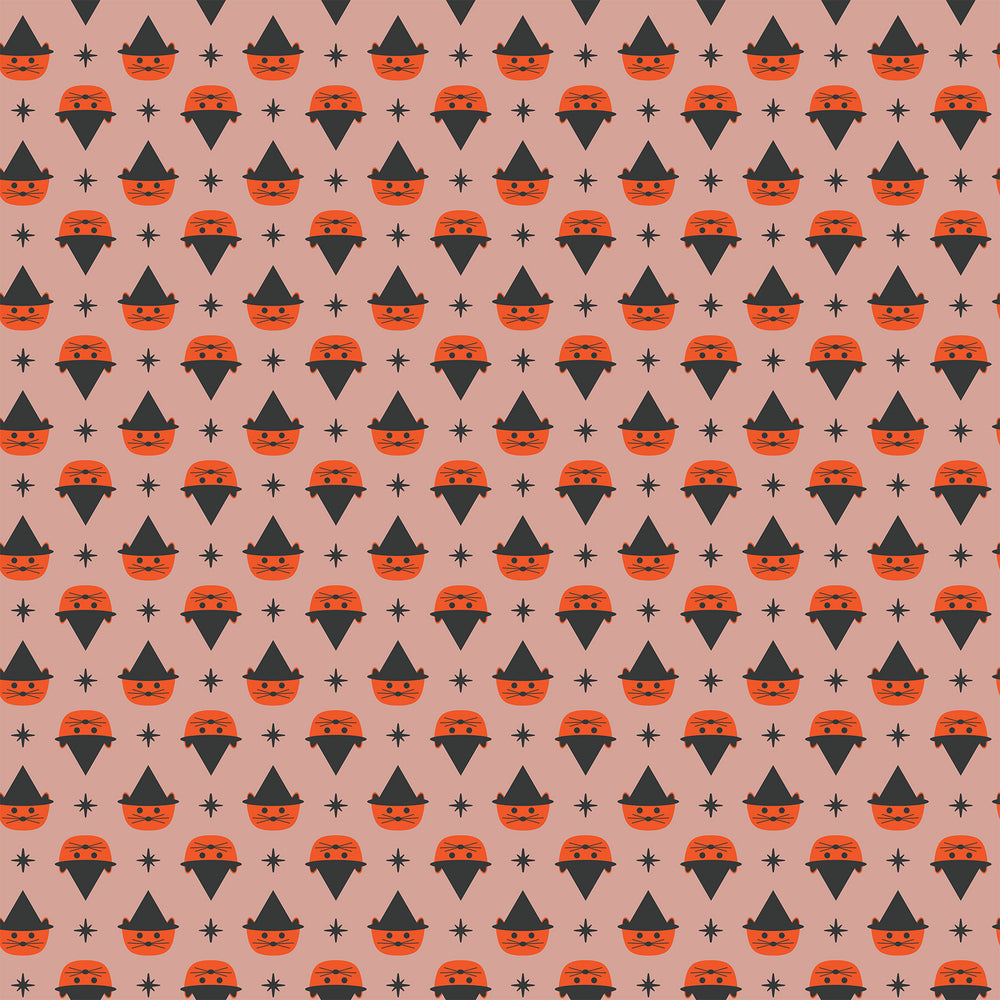 GhostTown - Cats in Orange - Figo Fabrics - 90519-56 - Half Yard