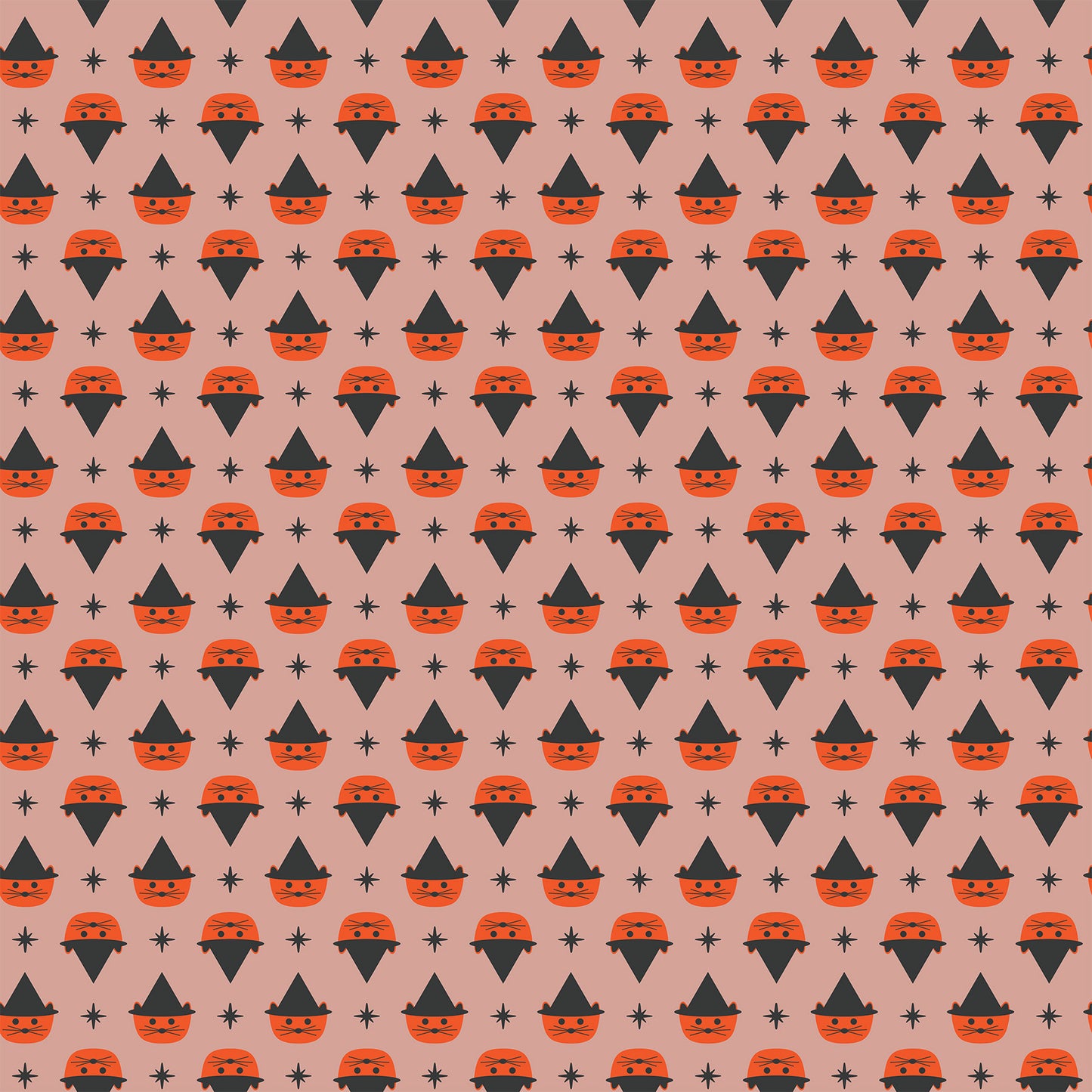 GhostTown - Cats in Orange - Figo Fabrics - 90519-56 - Half Yard