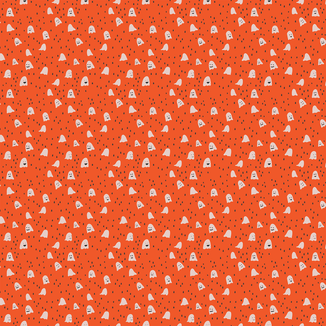 GhostTown - Ghosts in Orange - Figo Fabrics - 90521-56 - Half Yard