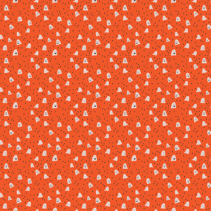 GhostTown - Ghosts in Orange - Figo Fabrics - 90521-56 - Half Yard