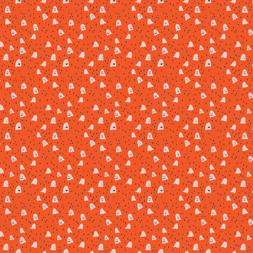 GhostTown - Ghosts in Orange - Figo Fabrics - 90521-56 - Half Yard