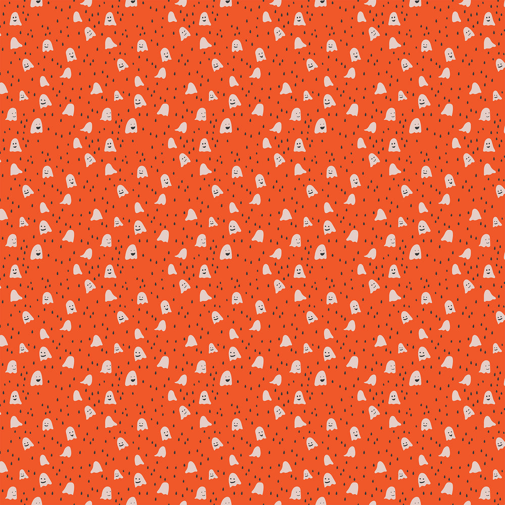 GhostTown - Ghosts in Orange - Figo Fabrics - 90521-56 - Half Yard