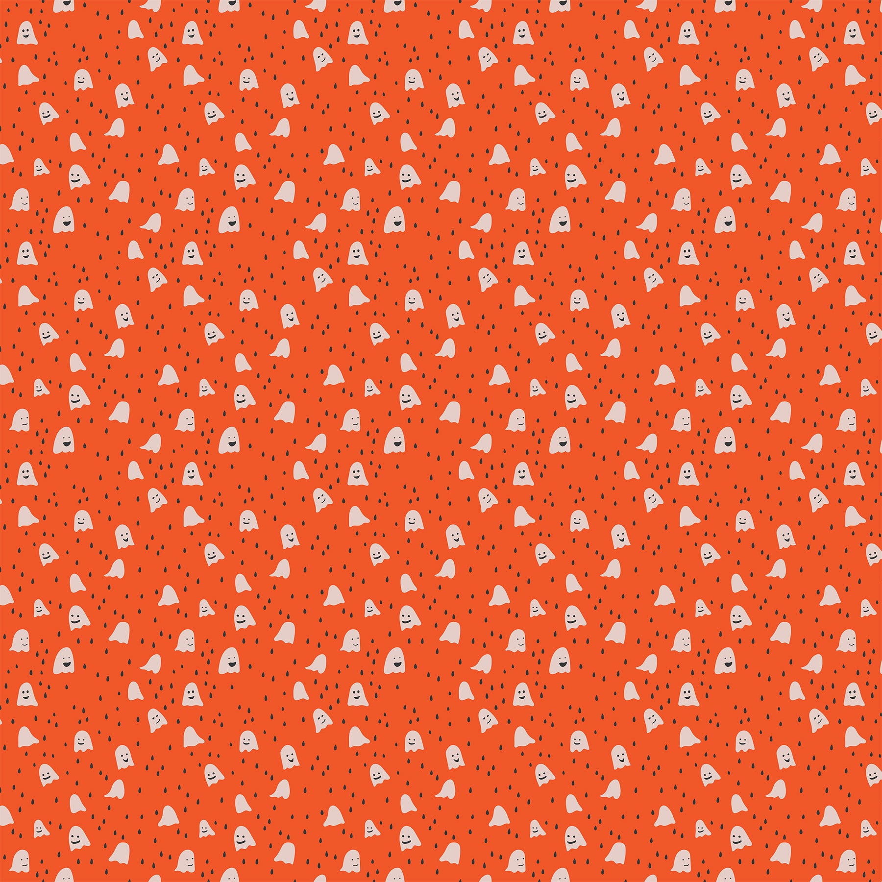 GhostTown - Ghosts in Orange - Figo Fabrics - 90521-56 - Half Yard