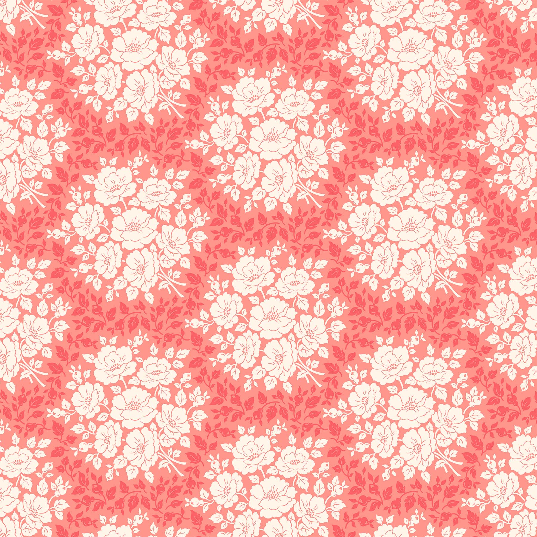 Local Honey - Morning Bloom in Coral - Heather Bailey for Figo Fabrics - 90659-20 - Half Yard