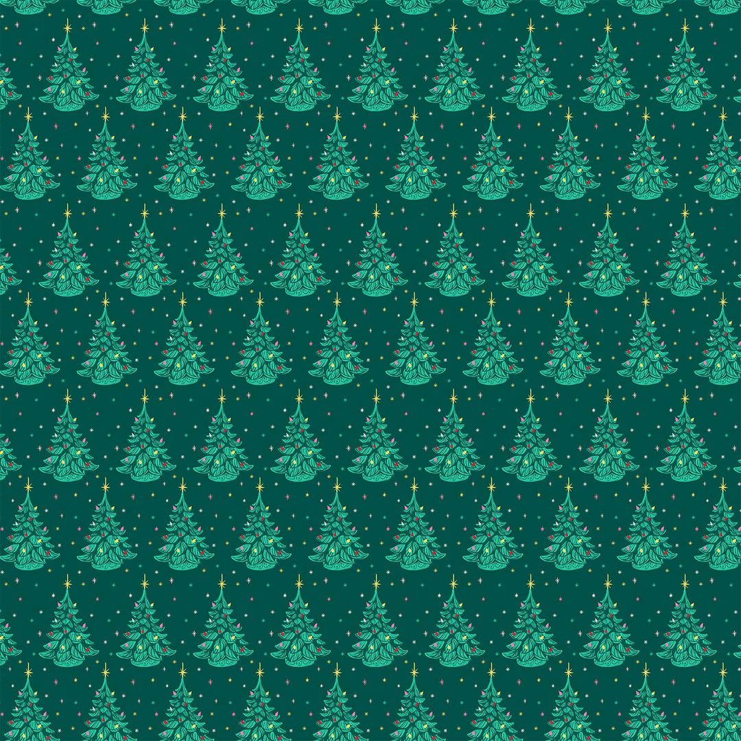 Merry Kitchmas - Christmas Trees in Green - 90666-78 - Half Yard