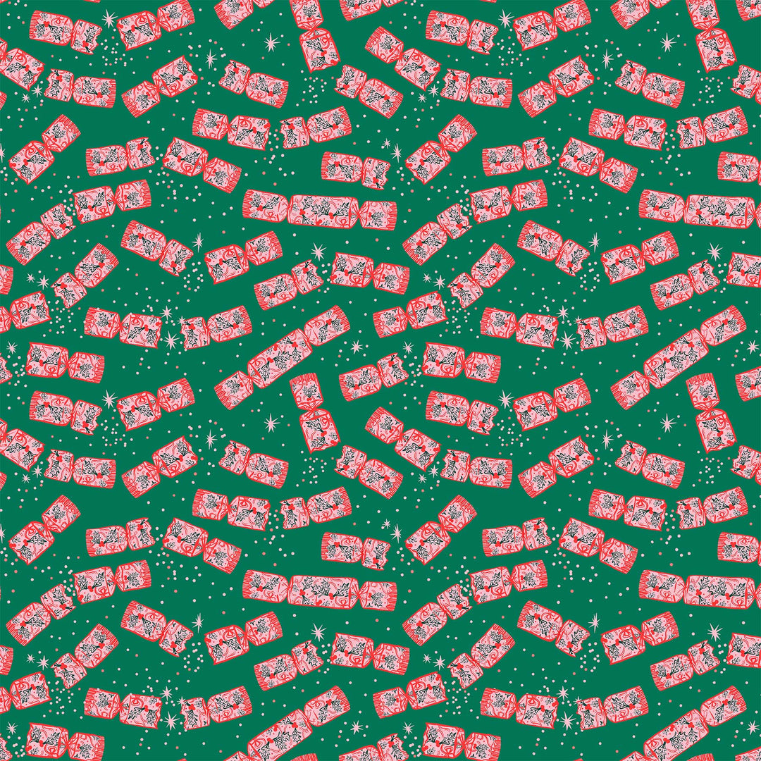 Merry Kitchmas - Crackers in Green - 90667-77 - Half Yard