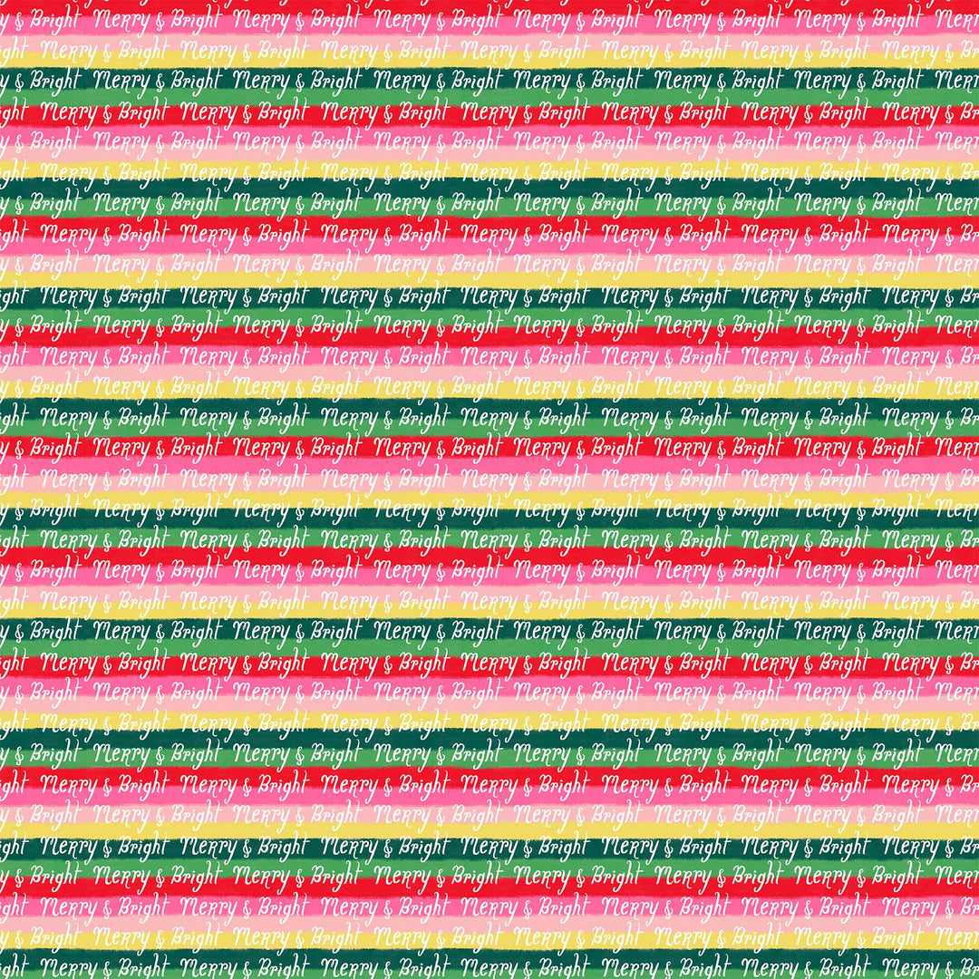 Cotton quilting fabric pattern called 'Stripe in Green Multi'. Part of the 'Merry Kitchmas' fabric collection. Designed by Louise Pretzel for fabric company Figo Fabrics. SKU: 90670-76. 44-45 inch width.