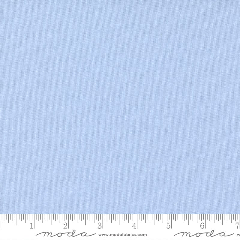 Cotton quilting fabric pattern called 'Light Blue'. Part of the 'Bella Solids' fabric collection. Designed by Moda Fabrics for fabric company Moda Fabrics. SKU: 9900 63. 44-45 inch width.