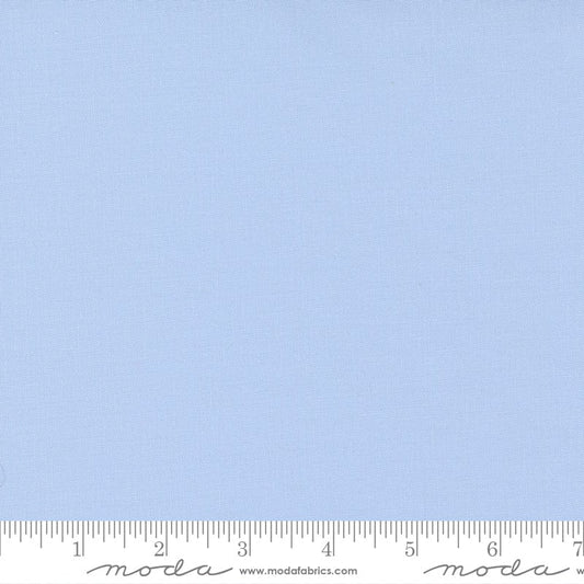 Cotton quilting fabric pattern called 'Light Blue'. Part of the 'Bella Solids' fabric collection. Designed by Moda Fabrics for fabric company Moda Fabrics. SKU: 9900 63. 44-45 inch width.