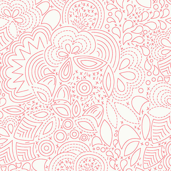 Sun Print - Stitched in Punch - Alison Glass for Andover - A-8450-R1 - Half Yard