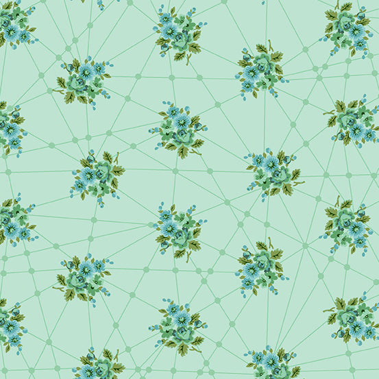  Nonna - Little Bouquets in Mint - Giuseppe Ribaudo for Andover - A-9874-G - Half Yard