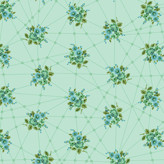 Nonna - Little Bouquets in Mint - Giuseppe Ribaudo for Andover - A-9874-G - Half Yard