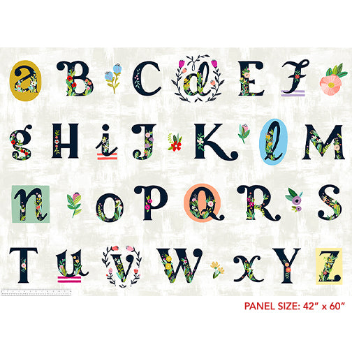 ABC's in Bloom - Alphabet Panel in White - 53685DP-1 - 42" x 60" Panel