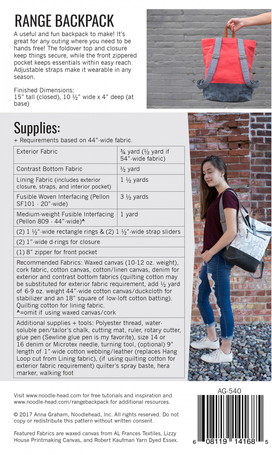 Range Backpack - Paper Pattern - Noodlehead - AG-540