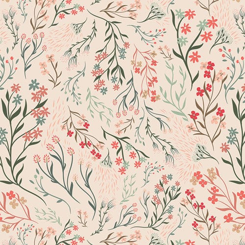 Cotton quilting fabric pattern called 'Hillside Meadow in Wind'. Part of the 'All is Well' fabric collection. Designed by AGF Studio for fabric company Art Gallery Fabrics. SKU: ALW-22407. 44-45 inch width.