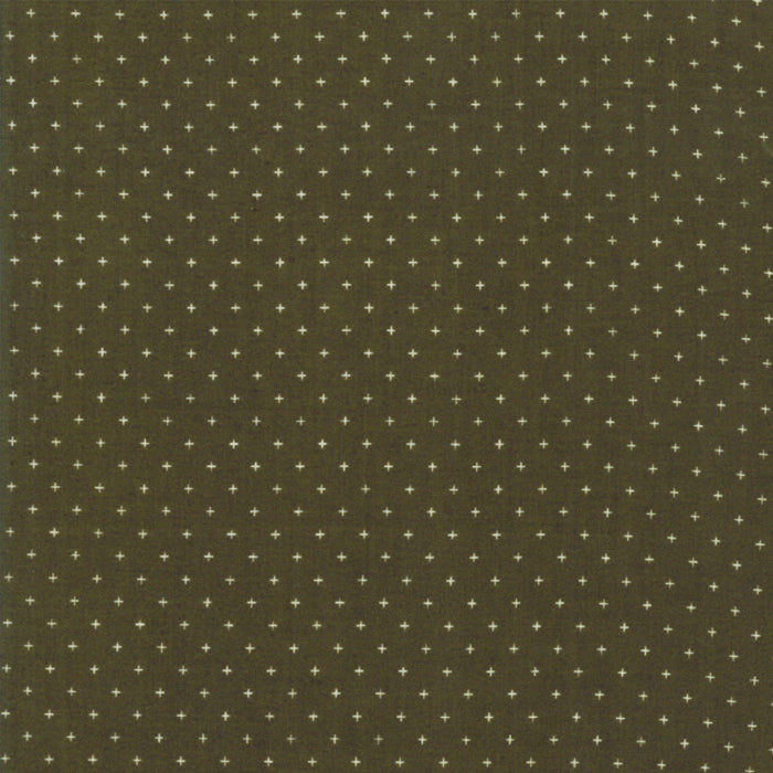 Cotton quilting fabric pattern called 'Add It Up in Mossy'. Part of the 'Alma' fabric collection. Designed by Alexia Abegg for fabric company Moda Fabrics. SKU: RS4005 23. 44-45 inch width.