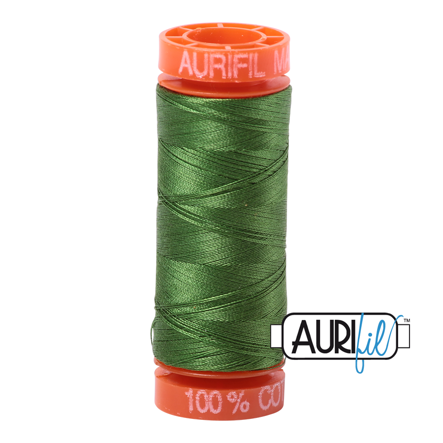 Aurifil Cotton Mako Thread - 50wt - 220m Spool - Dark Grass Green - BMK50 5018