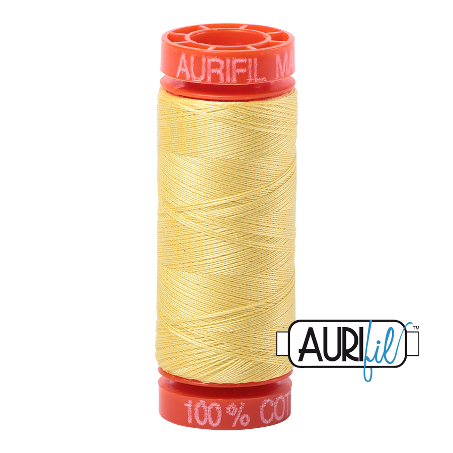 Aurifil Cotton Mako Thread - 50wt - 220m Spool - Lemon - BMK50 2115