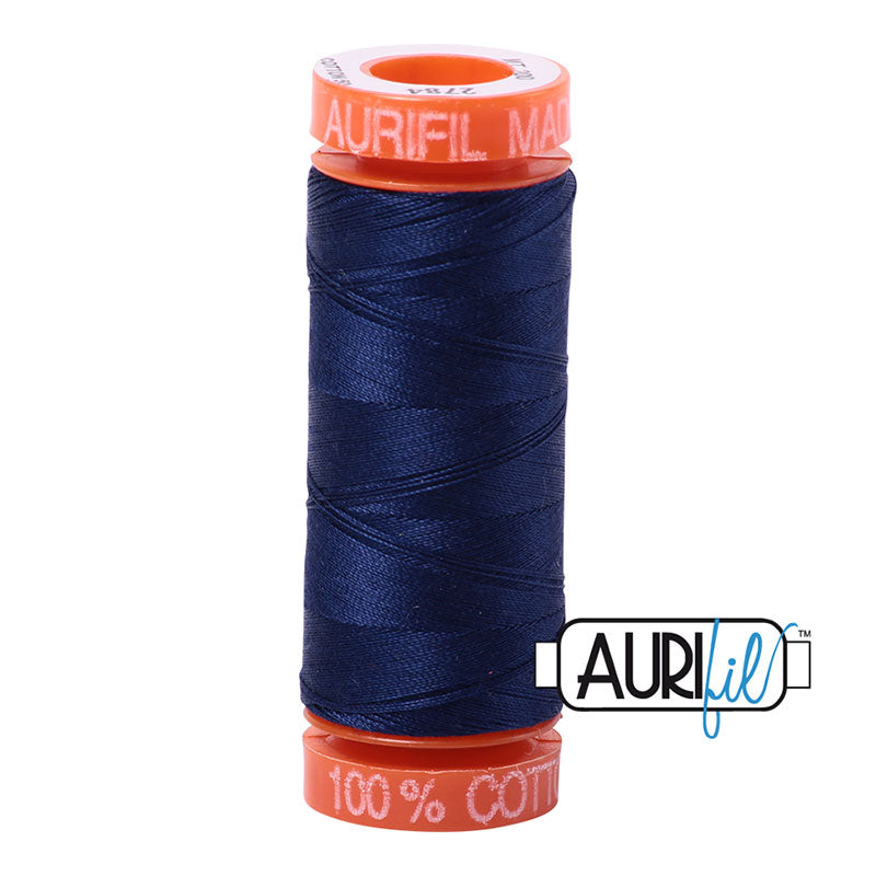 Aurifil Cotton Mako Thread - 50wt - 220m Spool - Dark Navy - BMK50 2784