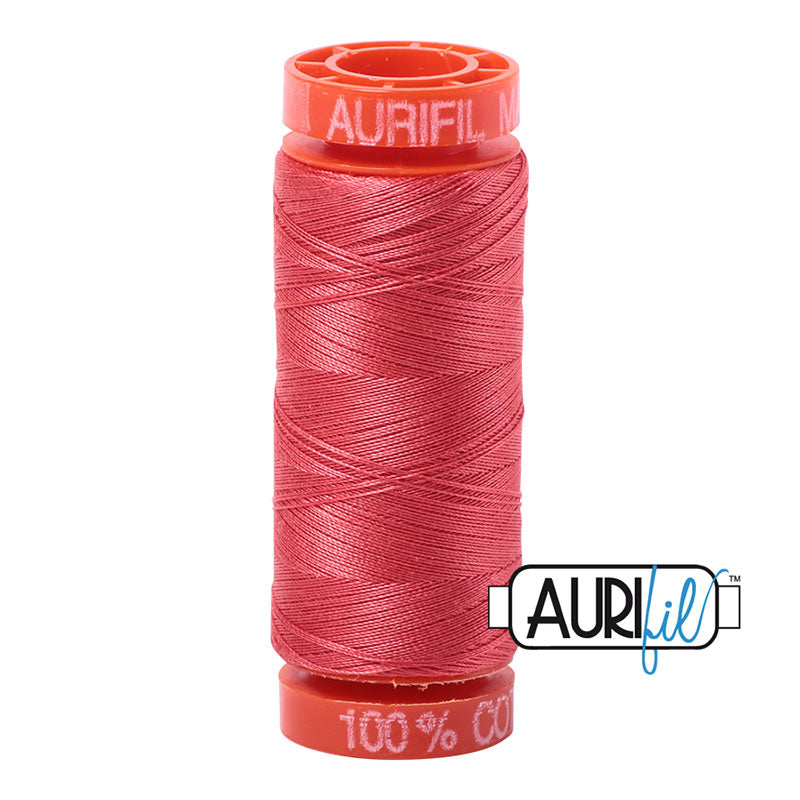 Aurifil Cotton Mako Thread - 50wt - 220m Spool - Medium Red - BMK50 5002