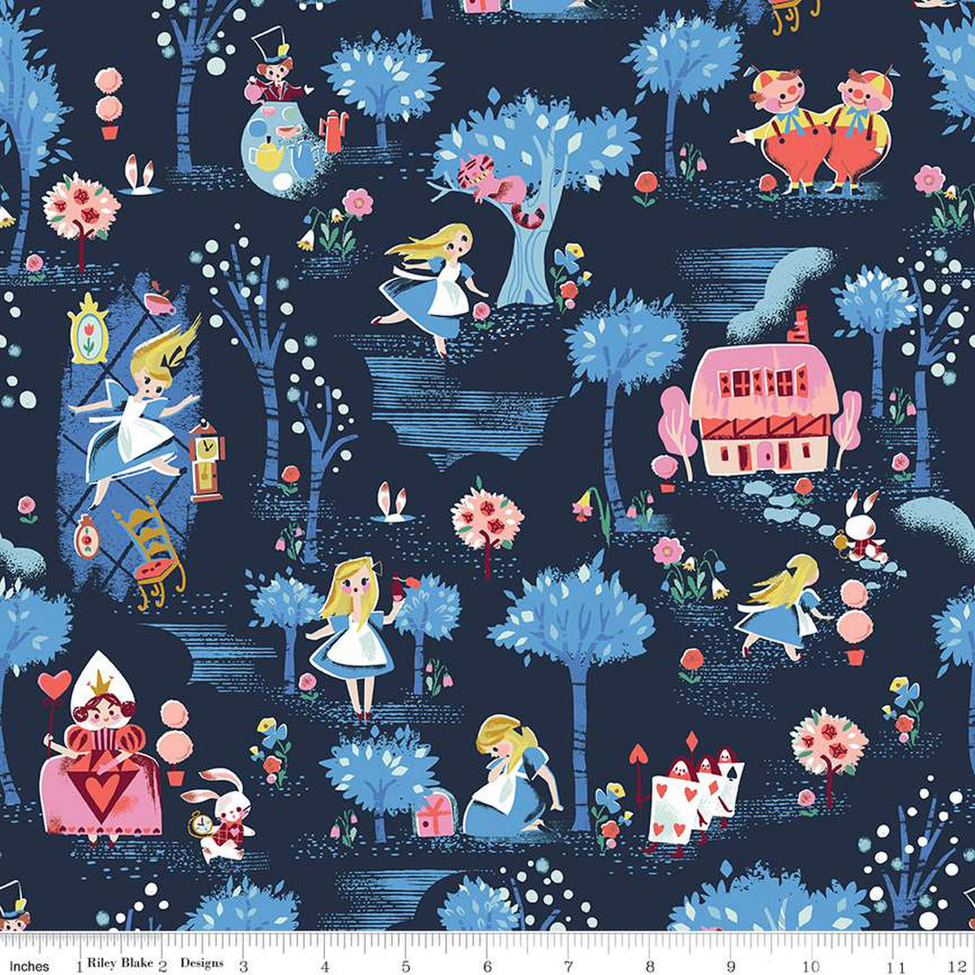 Down the Rabbit Hole - Main in Navy - C12940-NAVY - Half Yard