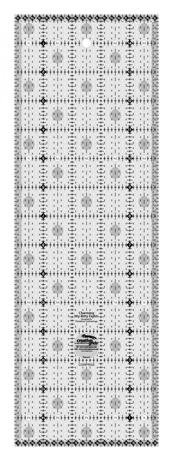 Creative Grids - Charming Itty Bitty Eights 5" x 15" - Clear Grip Ruler - CGRBR3