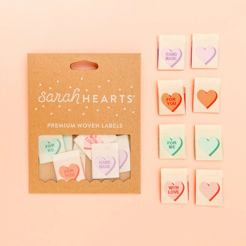 Sarah Hearts - Candy Hearts - Sewing Woven Clothing Label Tags - SH474612