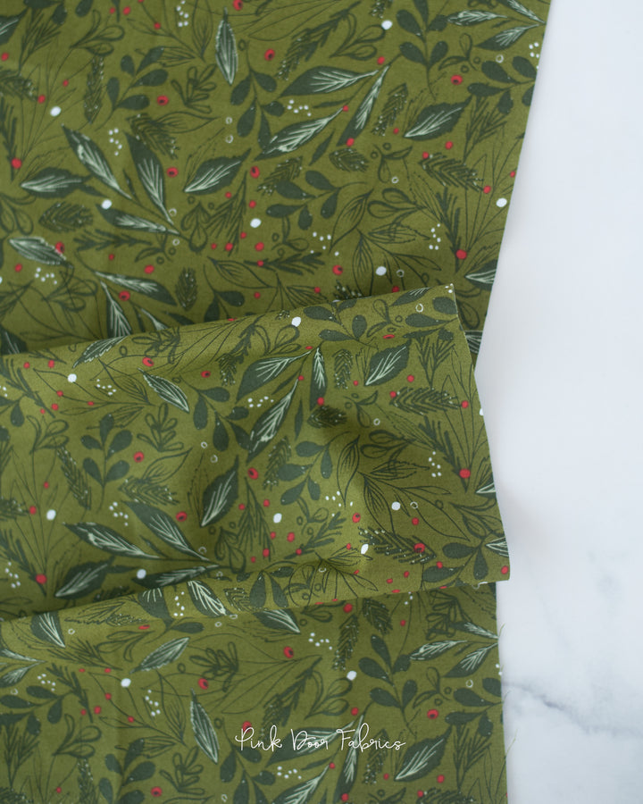 Cheer & Merriment - Winter Foliage in Sage - Fancy That Design House & Co. for Moda Fabrics - 45534 16 - Half Yard