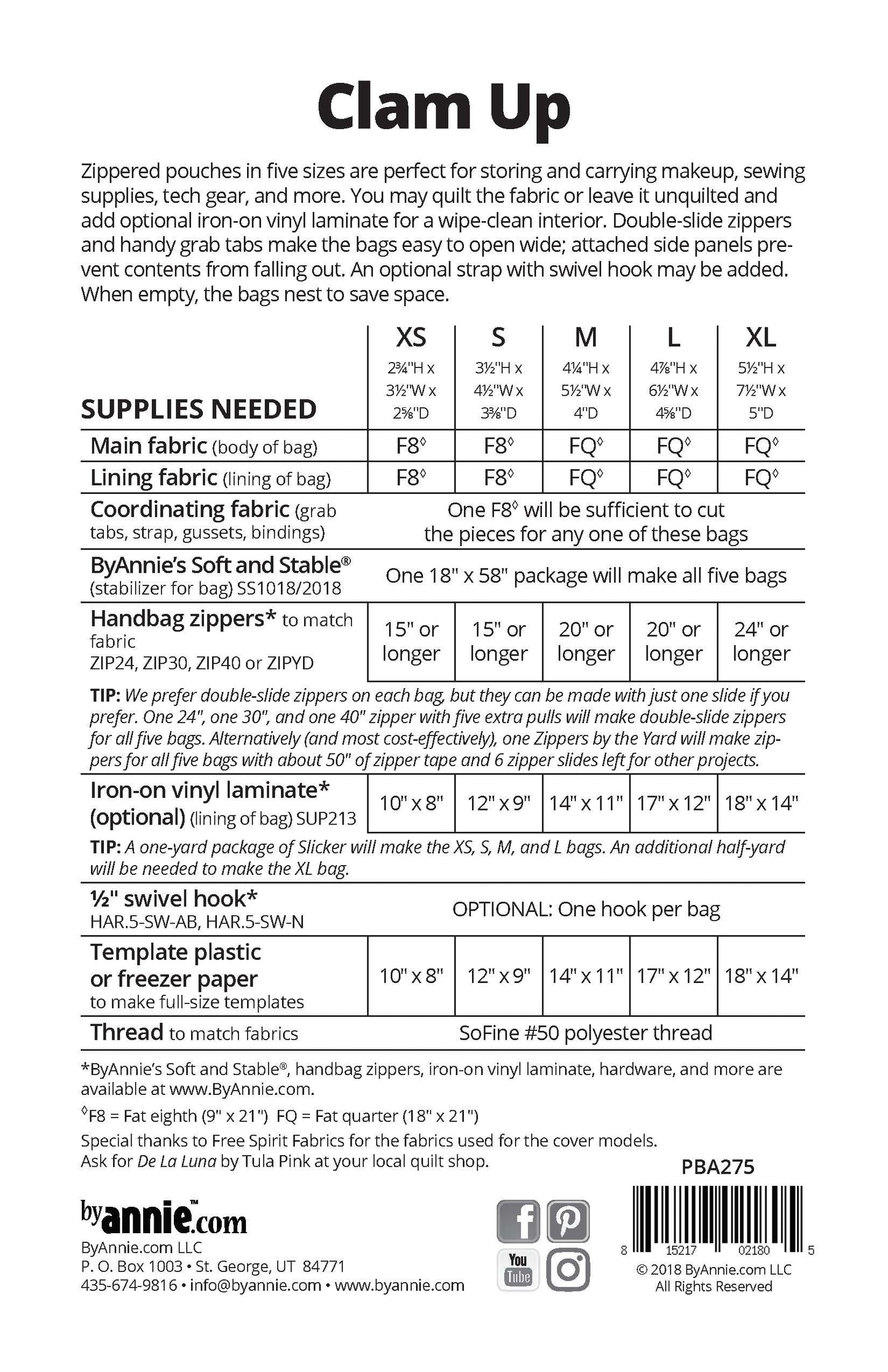 Clam Up - Patterns by Annie - Paper Pattern - PBA275