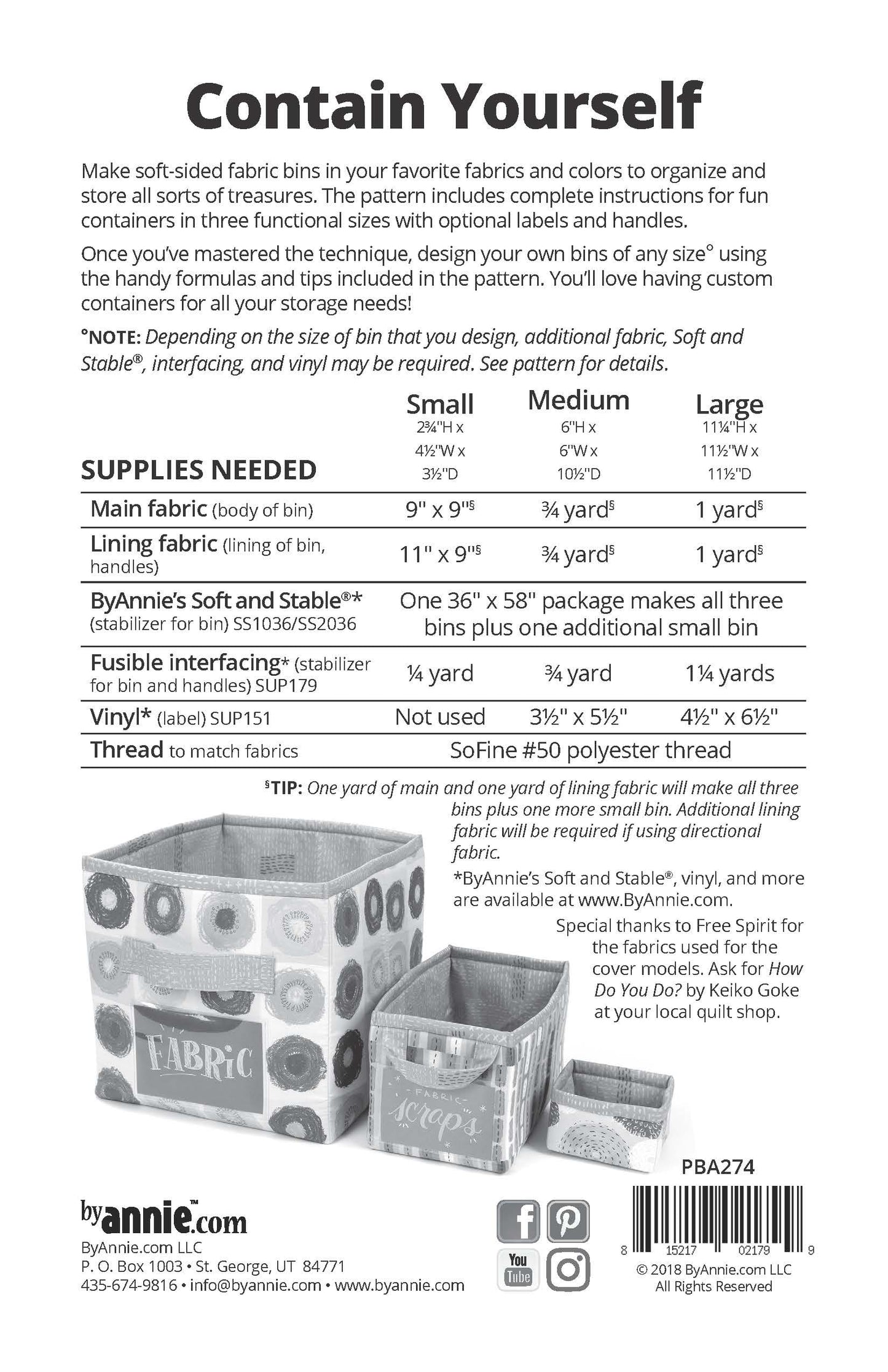 Contain Yourself - Patterns by Annie - Paper Pattern - PBA274