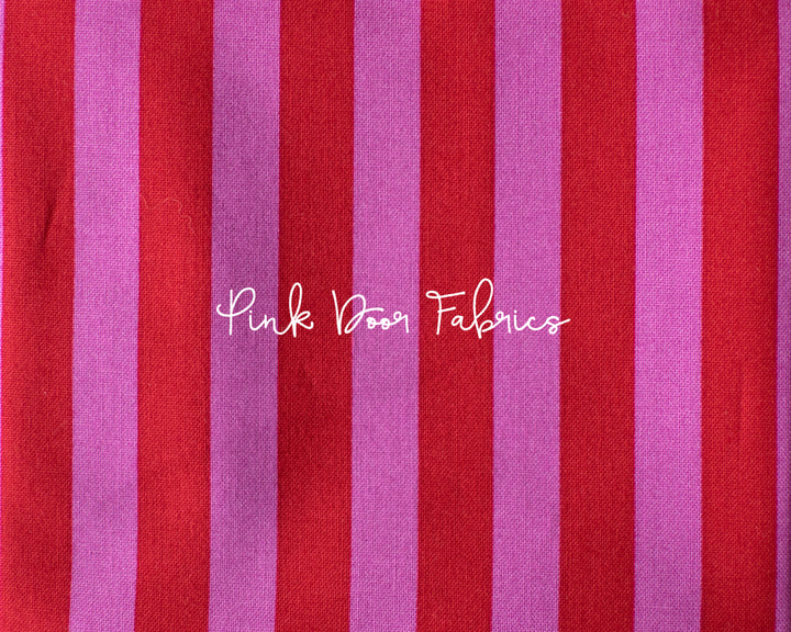 tula pink all stars stripe in peony pink