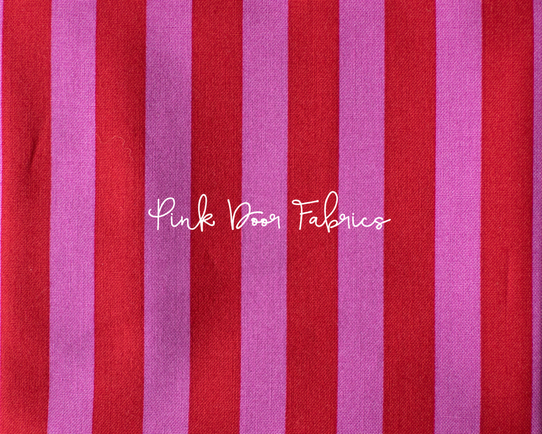 tula pink all stars stripe in peony pink