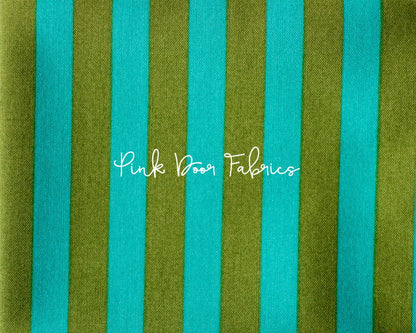 Cotton quilting fabric pattern called 'Tent Stripe in Agave'. Part of the 'True Colors' fabric collection. Designed by Tula Pink for fabric company Free Spirit Fabrics. SKU: PWTP069.AGAVE. 44-45 inch width.