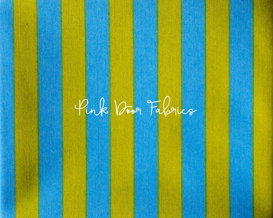 Cotton quilting fabric pattern called 'Tent Stripe in Myrtle'. Part of the 'True Colors' fabric collection. Designed by Tula Pink for fabric company Free Spirit Fabrics. SKU: PWTP069.MYRTLE. 44-45 inch width.